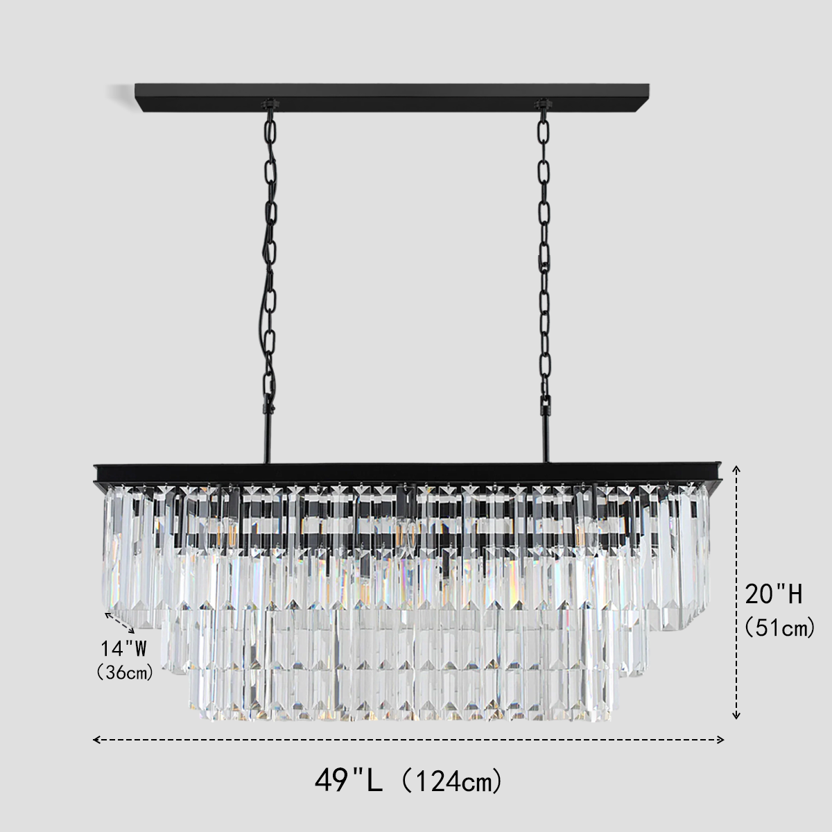 Darren 3-Tier Crystal Rectangular Chandelier