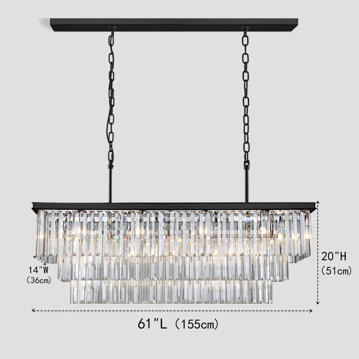 Darren 3-Tier Crystal Rectangular Chandelier