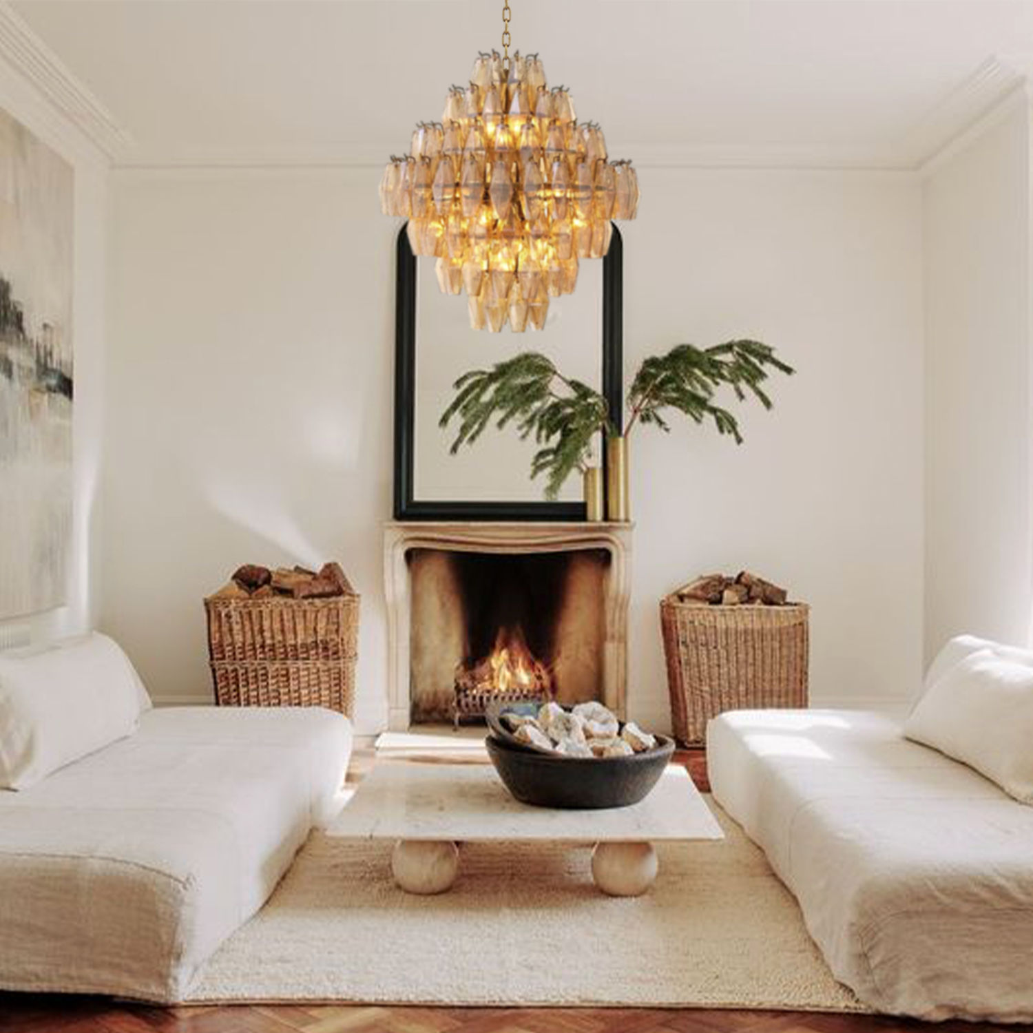 Allare Smoke Glass Large Chandelier