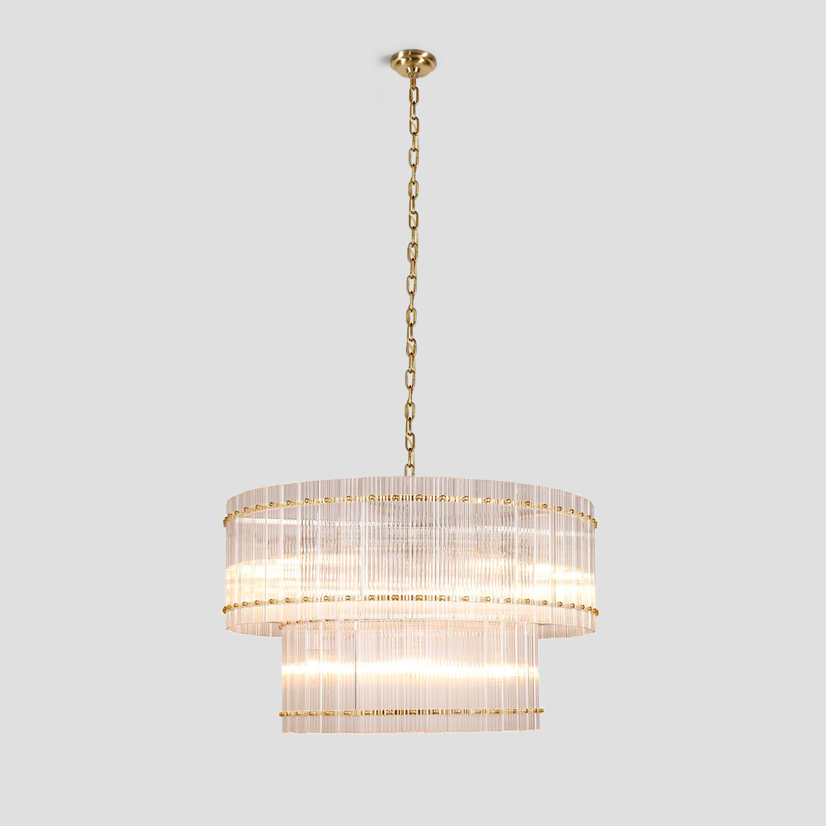Thalia Round Ribbed Glass Chandelier