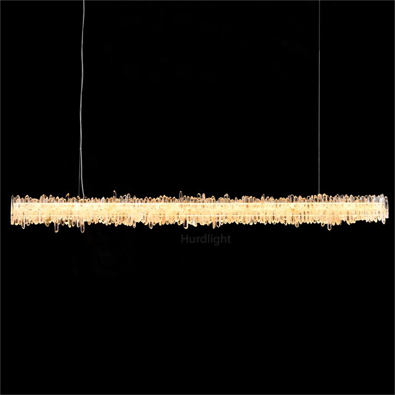 Primary Crystal Cluster Linear Dining Chandelier chandeliers for dining room,chandeliers for stairways,chandeliers for foyer,chandeliers for bedrooms,chandeliers for kitchen,chandeliers for living room Rbrights Linear47.2"L  