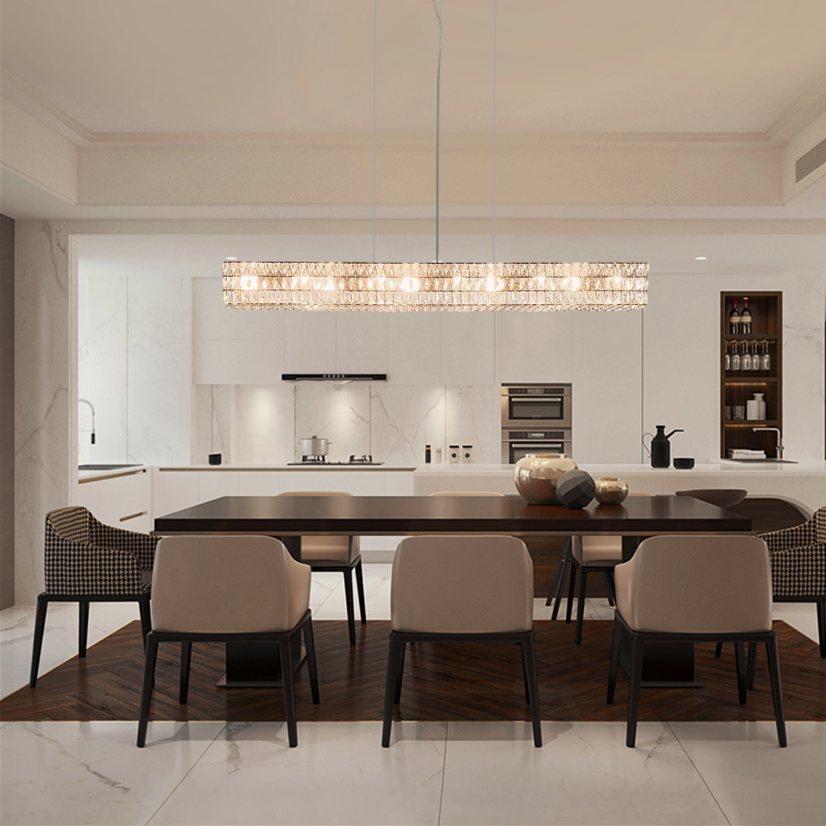 Cybele Halo Rectangular Crystal Chandelier