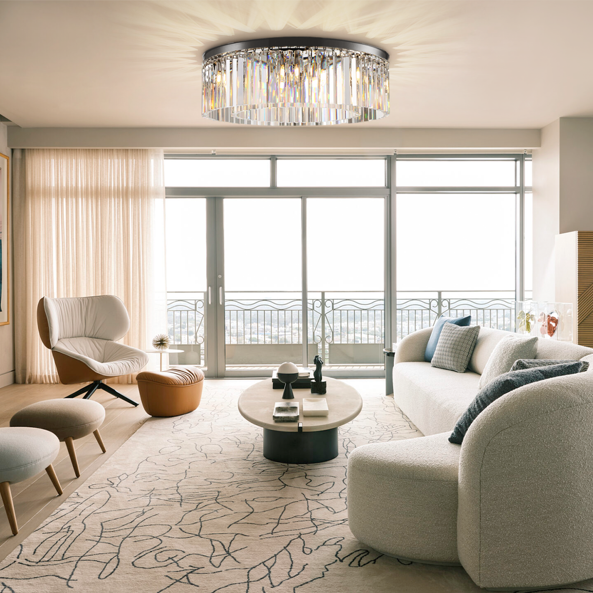 Darren 1-Tier Crystal Round Flushmount