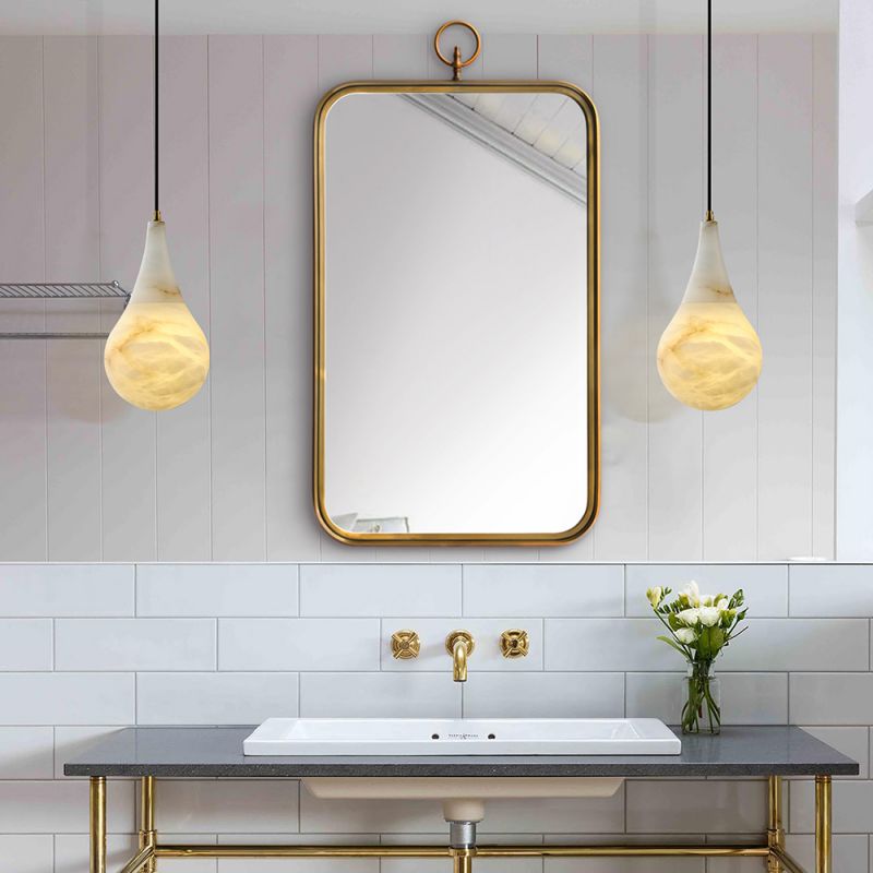 Alabaster Teardrop Single Pendant Light 7"D