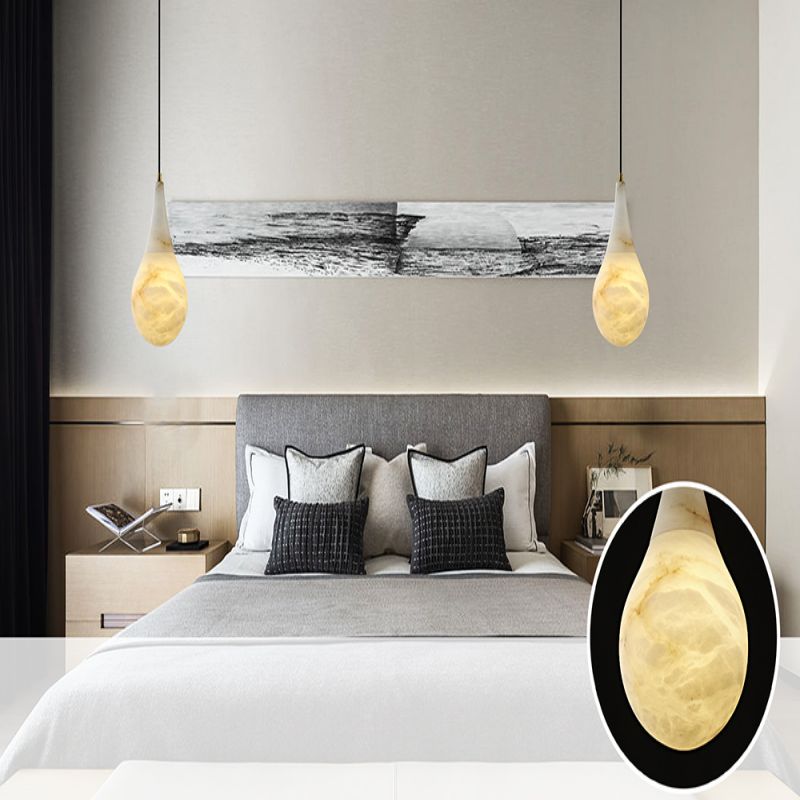 Alabaster Teardrop Single Pendant Light 7"D