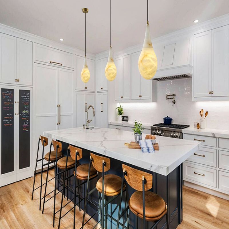 Alabaster Teardrop Single Pendant Light 7"D