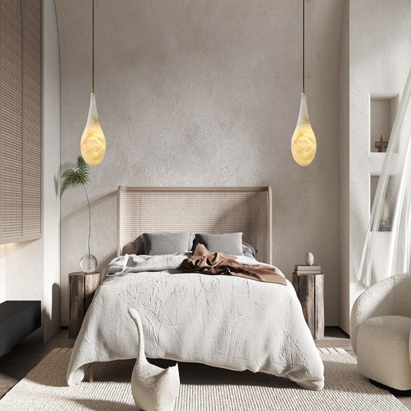Alabaster Teardrop Single Pendant Light 7"D