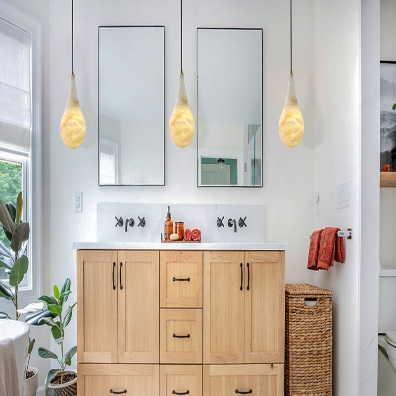 Alabaster Teardrop Single Pendant Light 7"D