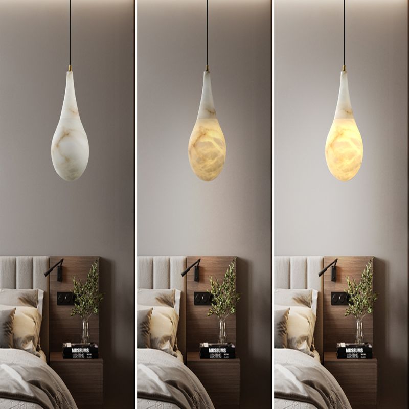 Alabaster Teardrop Single Pendant Light 7"D