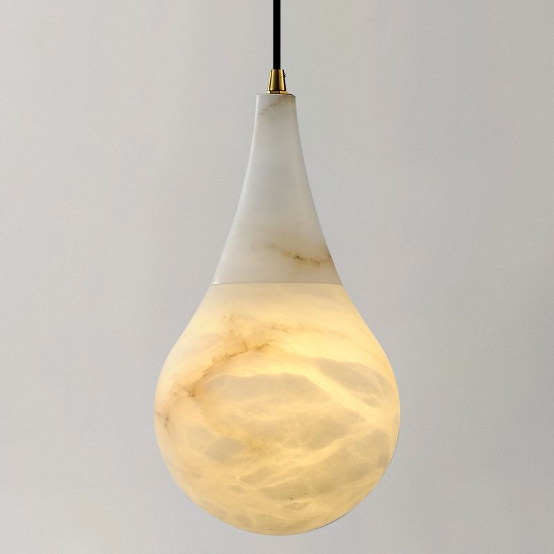Alabaster Teardrop Single Pendant Light 7"D