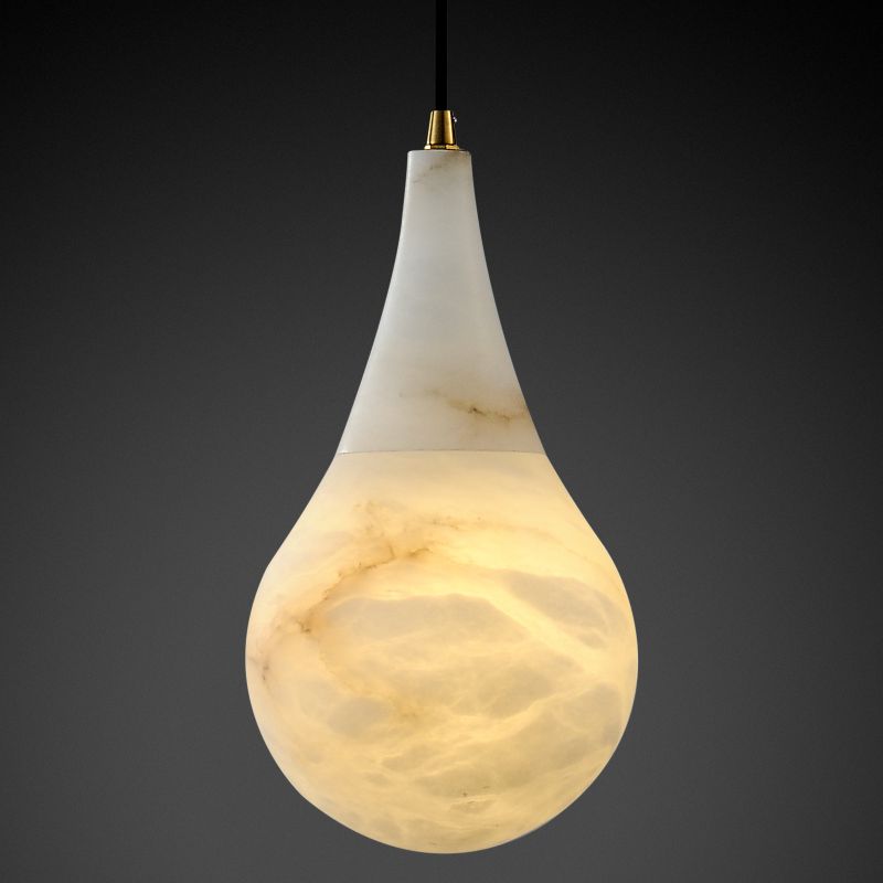 Alabaster Teardrop Single Pendant Light 7"D