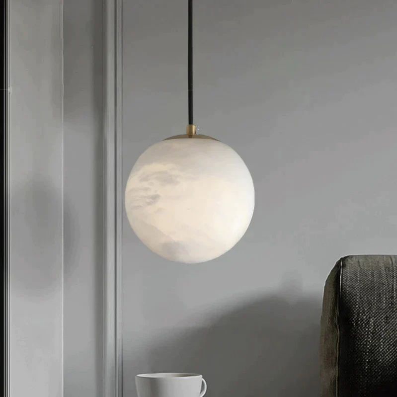 Alabaster Ball Pendant Light Pendant for living room,Pendant for kitchen,Pendant for bathrooms,Pendant for bedrooms,Pendant for foyer,Pendant for stairways,Pendant for dining room rbrights 6"D  