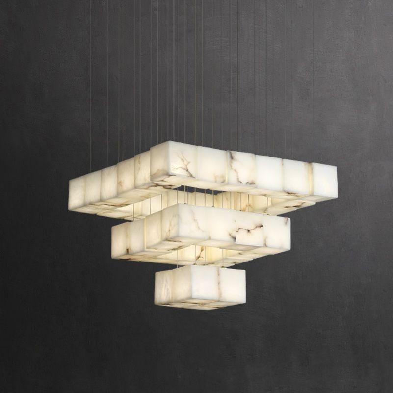Alabaster Cube Foyer Staircase Long Chandelier chandeliers for dining room,chandeliers for stairways,chandeliers for foyer,chandeliers for bedrooms,chandeliers for kitchen,chandeliers for living room rbrights 36-Light A  