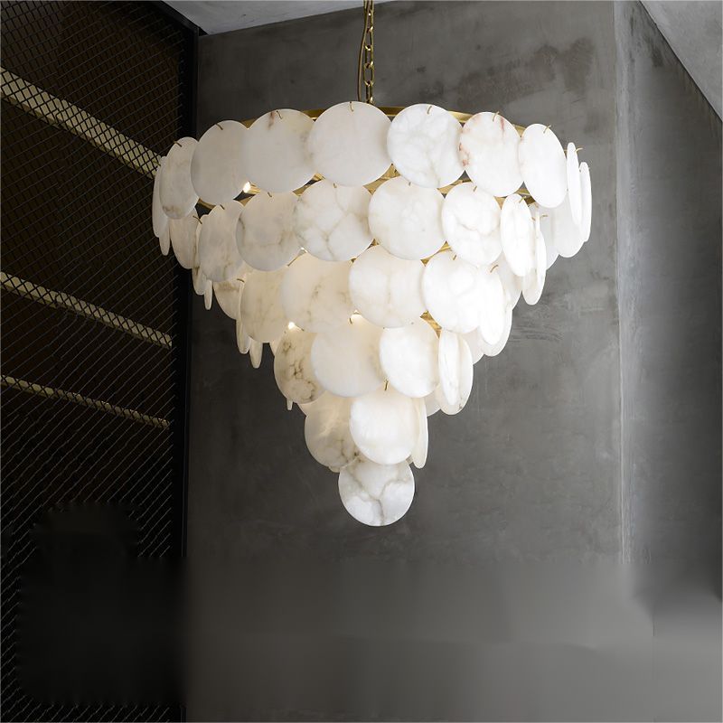 Alabaster Magnolia Multi-tiered Round Chandelier chandeliers for dining room,chandeliers for stairways,chandeliers for foyer,chandeliers for bedrooms,chandeliers for kitchen,chandeliers for living room rbrights 6 Layer  