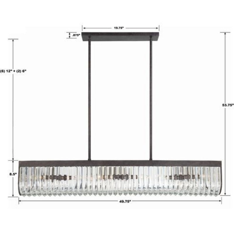 Alister 6 Light Rectangular Chandelier 50"