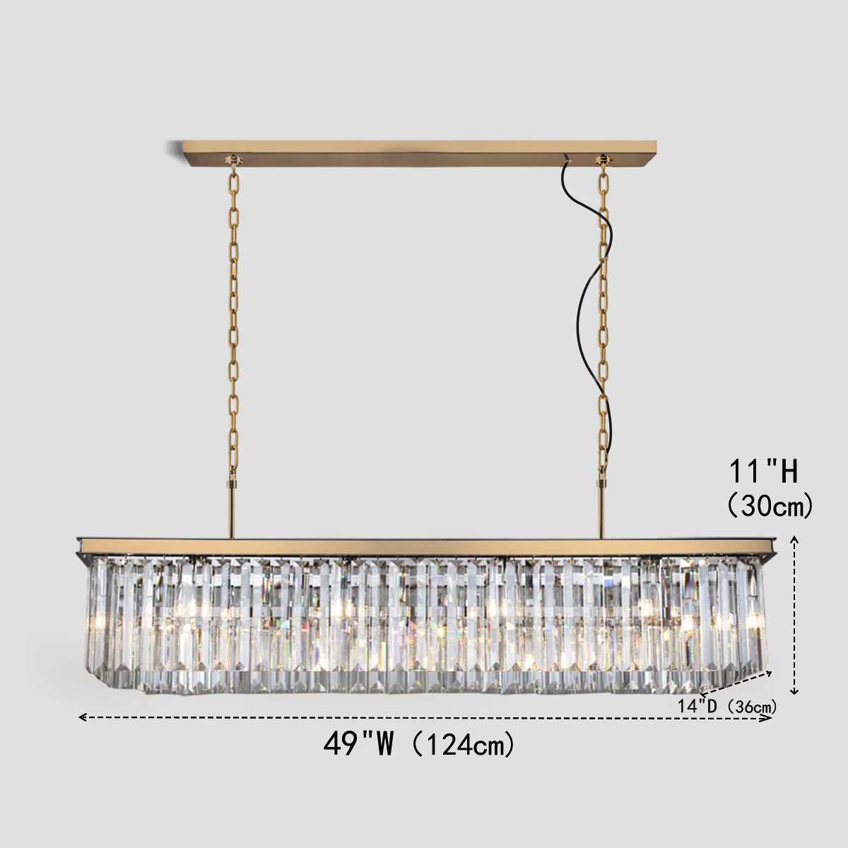 Darren Single-Tier Rectangular Crystal Rod Chandelier