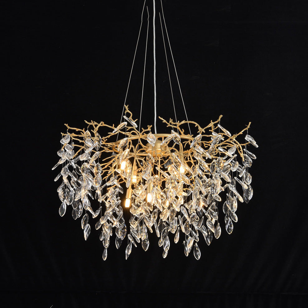 Arianna Round Gold Clear Modern Crystal Chandelier chandeliers for dining room,chandeliers for stairways,chandeliers for foyer,chandeliers for bedrooms,chandeliers for kitchen,chandeliers for living room Rbrights   