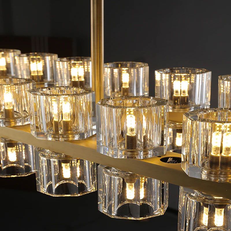 Beliy Crystal Rectangular Chandelier 54"