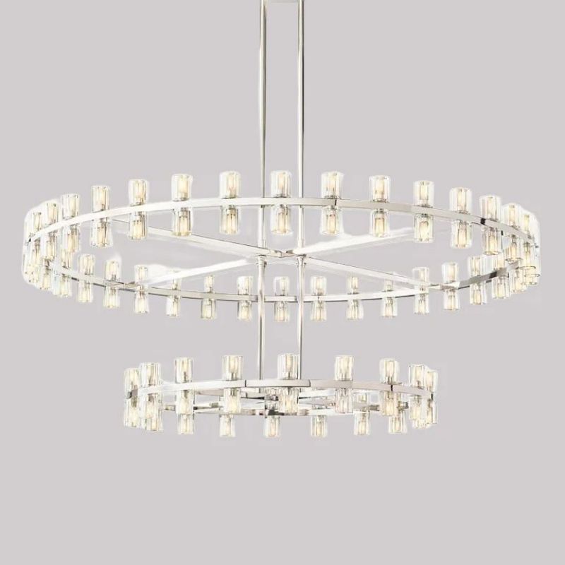 Beliy Crystal Shade Two-Tier Round Chandelier 60"