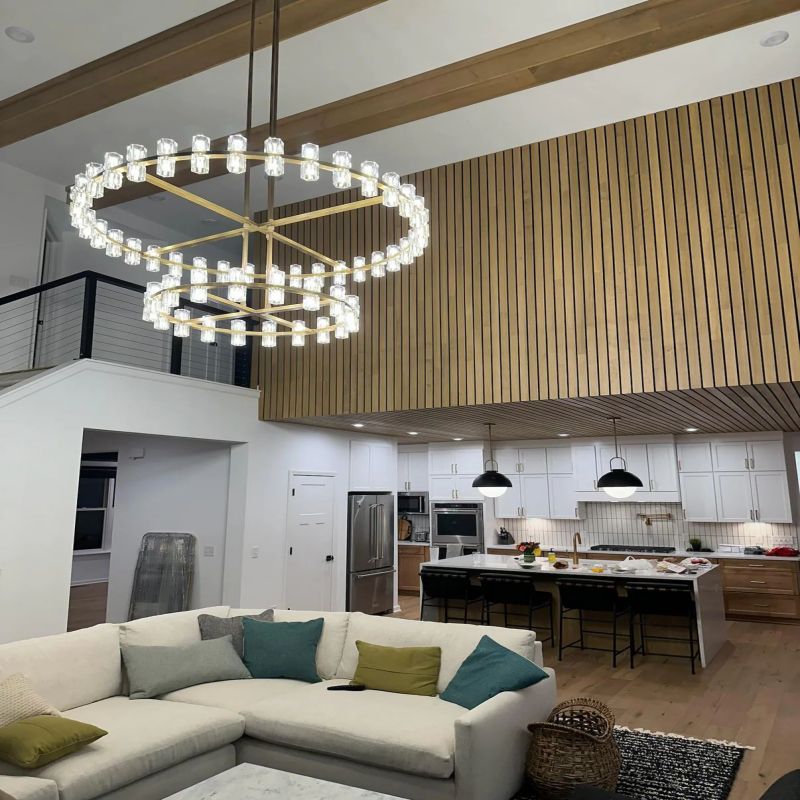 Beliy Crystal Shade Two-Tier Round Chandelier 60"