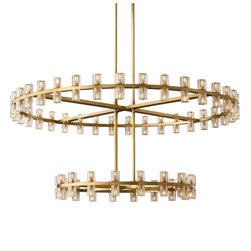Beliy Crystal Shade Two-Tier Round Chandelier 60"