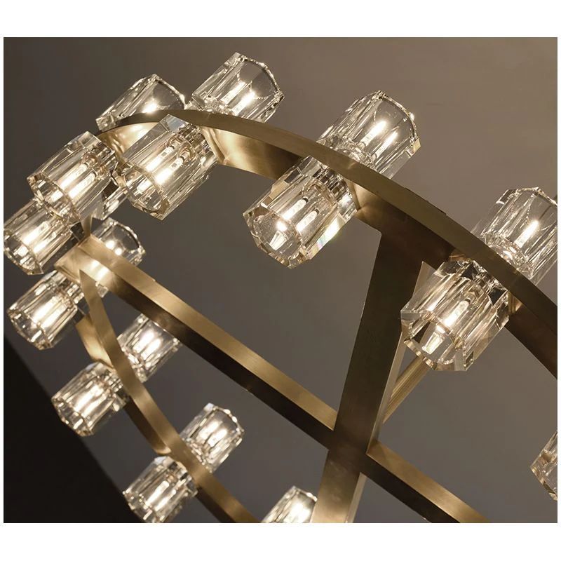 Beliy Crystal Shade Two-Tier Round Chandelier 60"