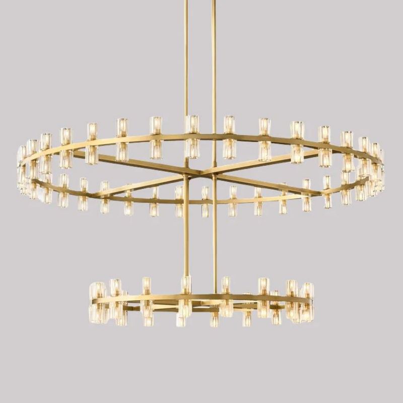Beliy Crystal Shade Two-Tier Round Chandelier 60"