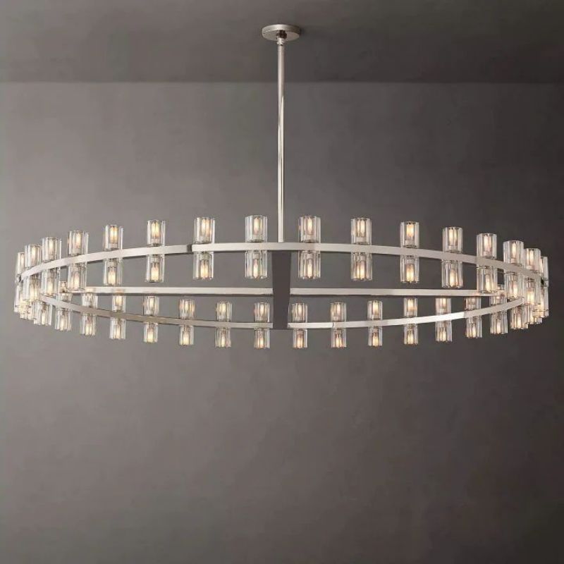 Beliy Crystal Shades Round Chandelier 60" chandeliers for dining room,chandeliers for stairways,chandeliers for foyer,chandeliers for bedrooms,chandeliers for kitchen,chandeliers for living room Rbrights Polished Nickel  