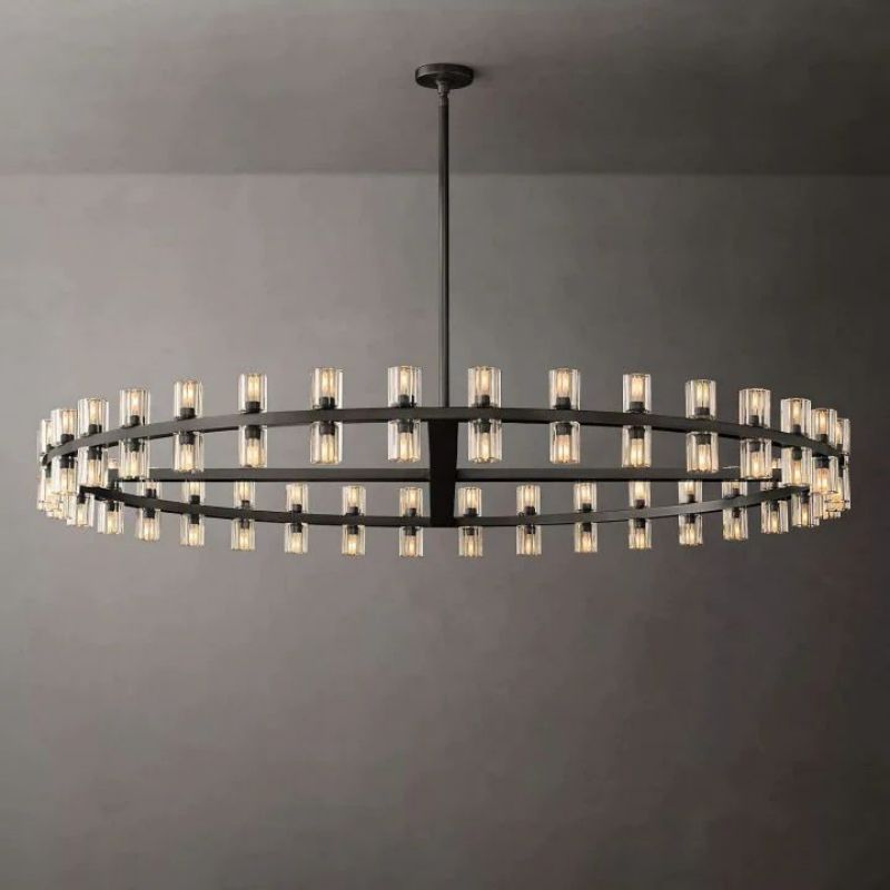 Beliy Crystal Shades Round Chandelier 60" chandeliers for dining room,chandeliers for stairways,chandeliers for foyer,chandeliers for bedrooms,chandeliers for kitchen,chandeliers for living room Rbrights Matte Black  