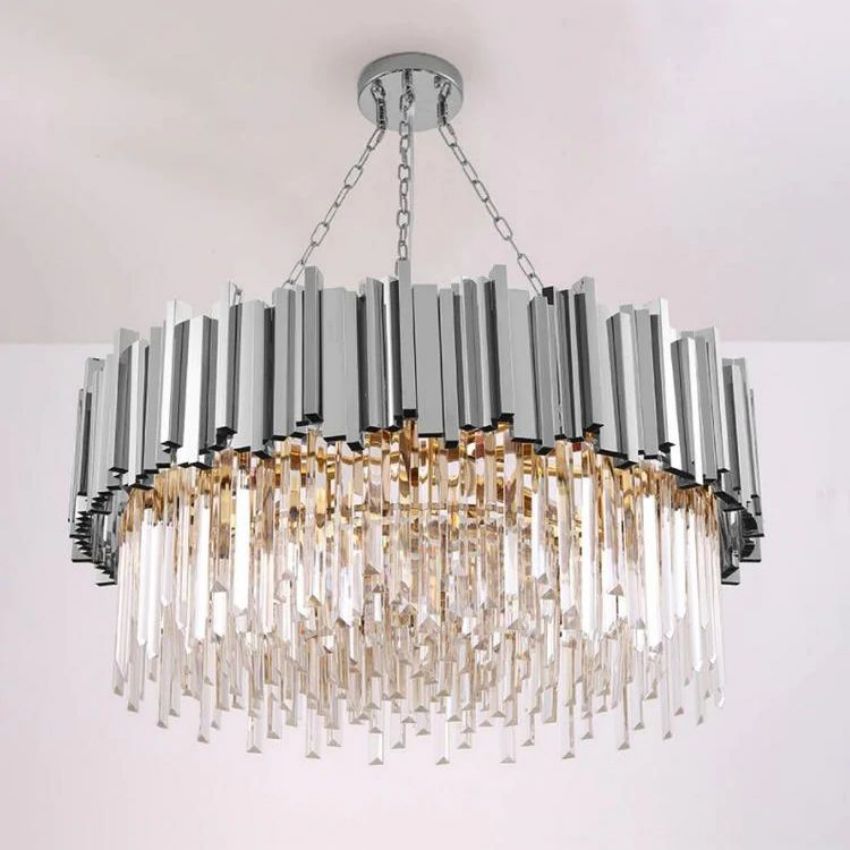 Bourbons Flush Mount Chandelier chandeliers for dining room,chandeliers for stairways,chandeliers for foyer,chandeliers for bedrooms,chandeliers for kitchen,chandeliers for living room Rbrights 23.6"D Chrome 