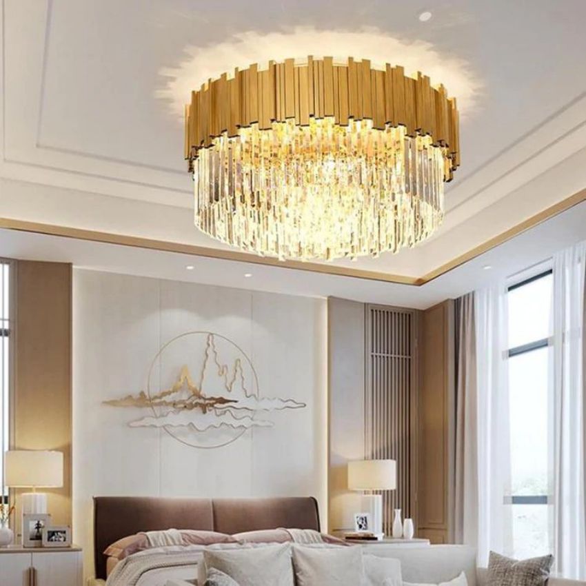 Bourbons Flush Mount Chandelier chandeliers for dining room,chandeliers for stairways,chandeliers for foyer,chandeliers for bedrooms,chandeliers for kitchen,chandeliers for living room Rbrights 23.6"D Gold 