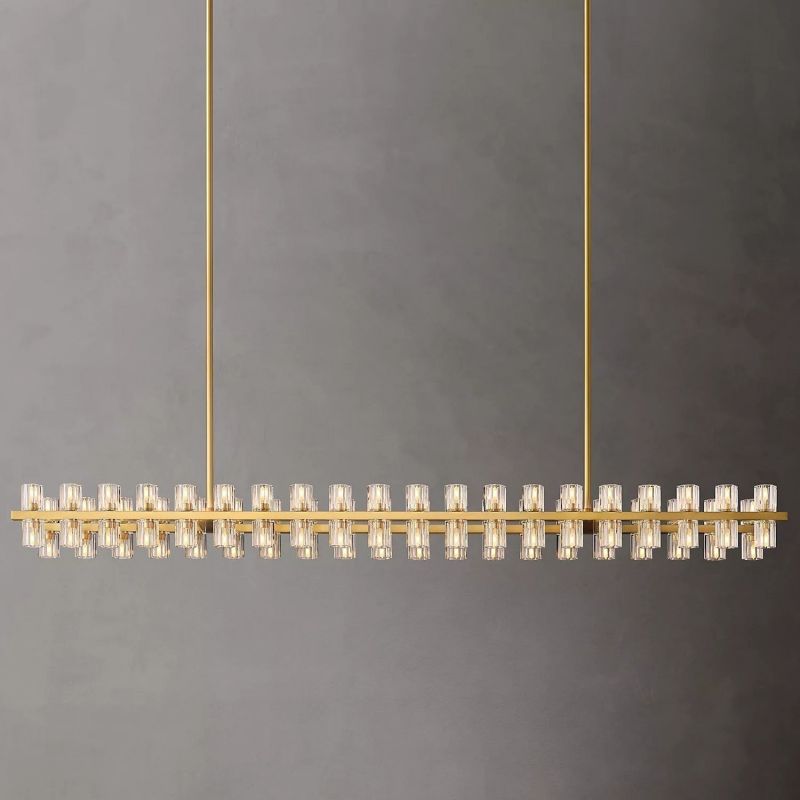 Beliy Crystal Rectangular Chandelier 70" chandeliers for dining room,chandeliers for stairways,chandeliers for foyer,chandeliers for bedrooms,chandeliers for kitchen,chandeliers for living room Rbrights Lacquered Brass  