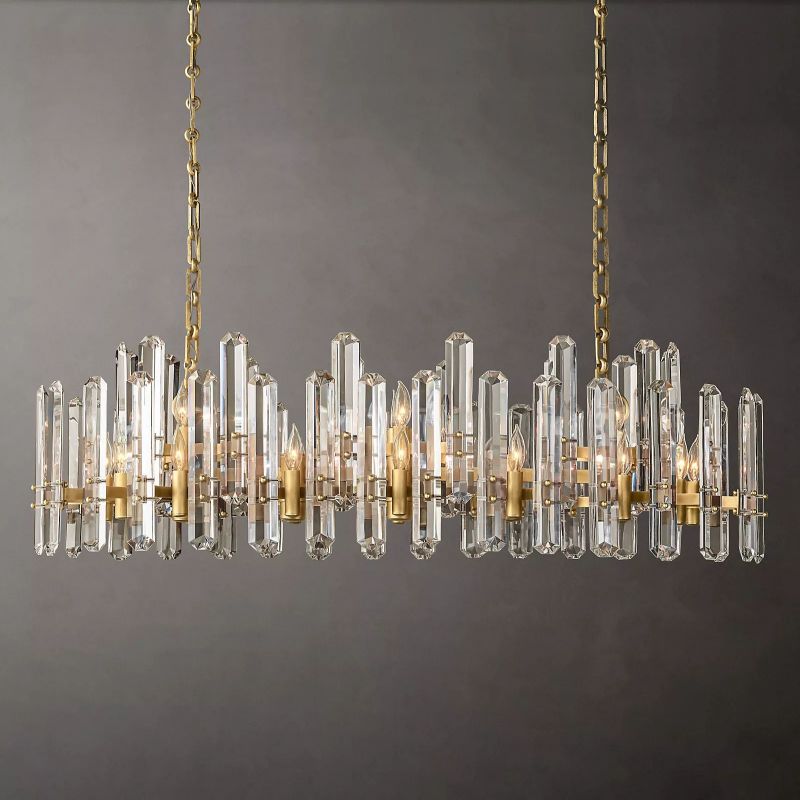 Browning Prism Linear Chandelier 54" chandeliers for dining room,chandeliers for stairways,chandeliers for foyer,chandeliers for bedrooms,chandeliers for kitchen,chandeliers for living room Rbrights Lacquered Burnished Brass  