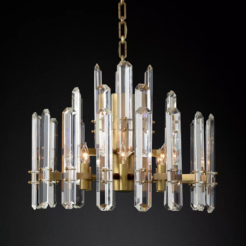 Browning Prism Round Chandelier 24" chandeliers for dining room,chandeliers for stairways,chandeliers for foyer,chandeliers for bedrooms,chandeliers for kitchen,chandeliers for living room Rbrights Lacquered Burnished Brass  