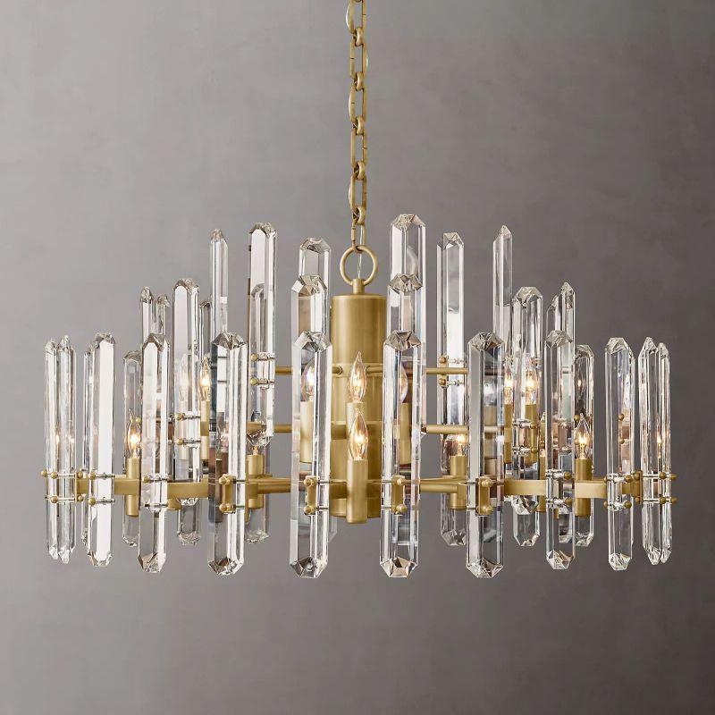 Browning Prism Round Chandelier 36" chandeliers for dining room,chandeliers for stairways,chandeliers for foyer,chandeliers for bedrooms,chandeliers for kitchen,chandeliers for living room Rbrights Lacquered Burnished Brass  