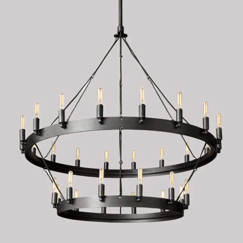 Camino Vintage Candelabra Two-Tier Round Chandelier