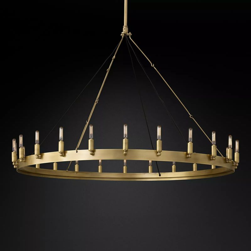Camino Vintage Filament Round Chandelier 50“ chandeliers for dining room,chandeliers for stairways,chandeliers for foyer,chandeliers for bedrooms,chandeliers for kitchen,chandeliers for living room Rbrights VintageBrass  