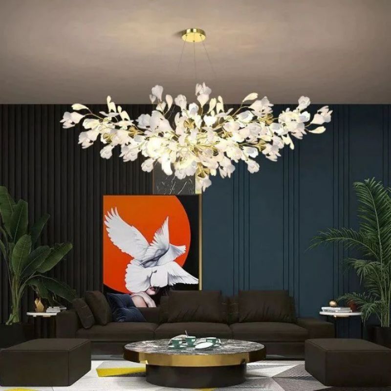 Ceramic Ginkgo B Branch Chandelier