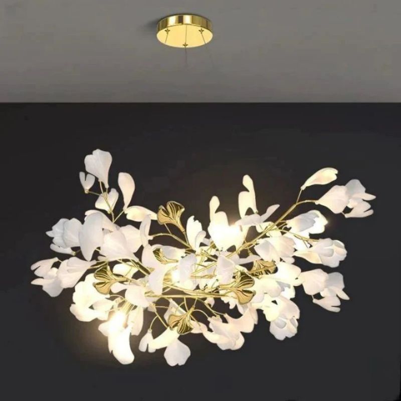 Ceramic Ginkgo B Branch Chandelier