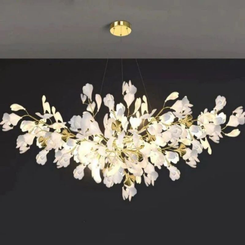 Ceramic Ginkgo B Branch Chandelier