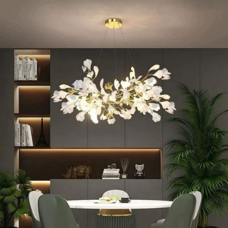 Ceramic Ginkgo B Branch Chandelier