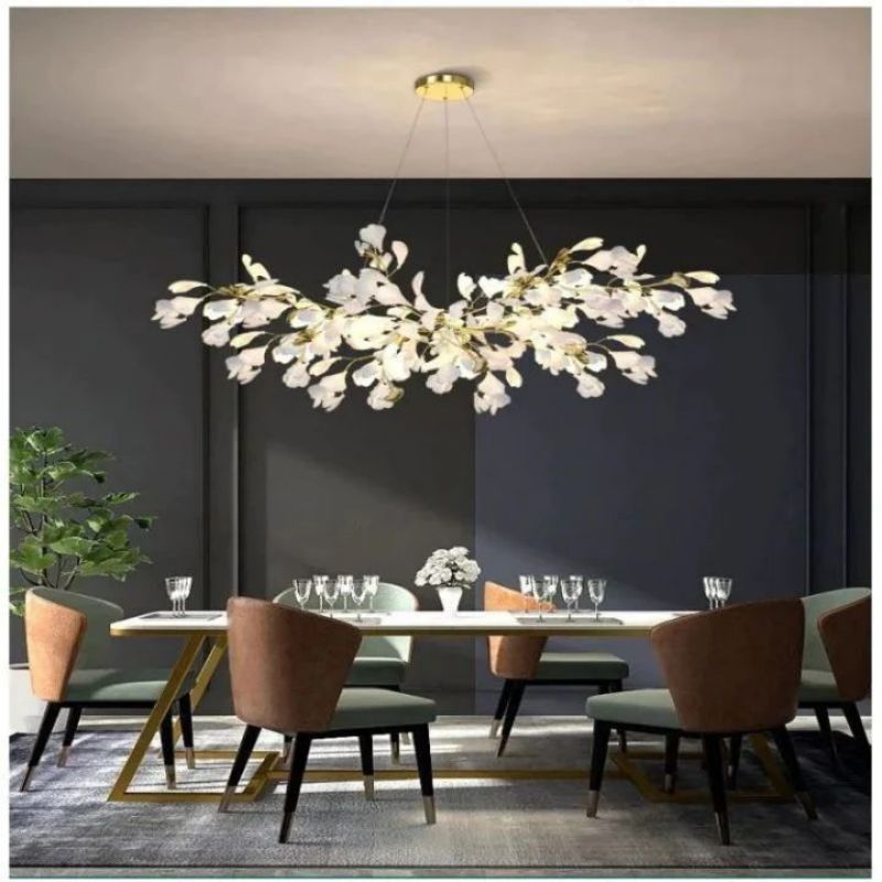 Ceramic Ginkgo B Branch Chandelier