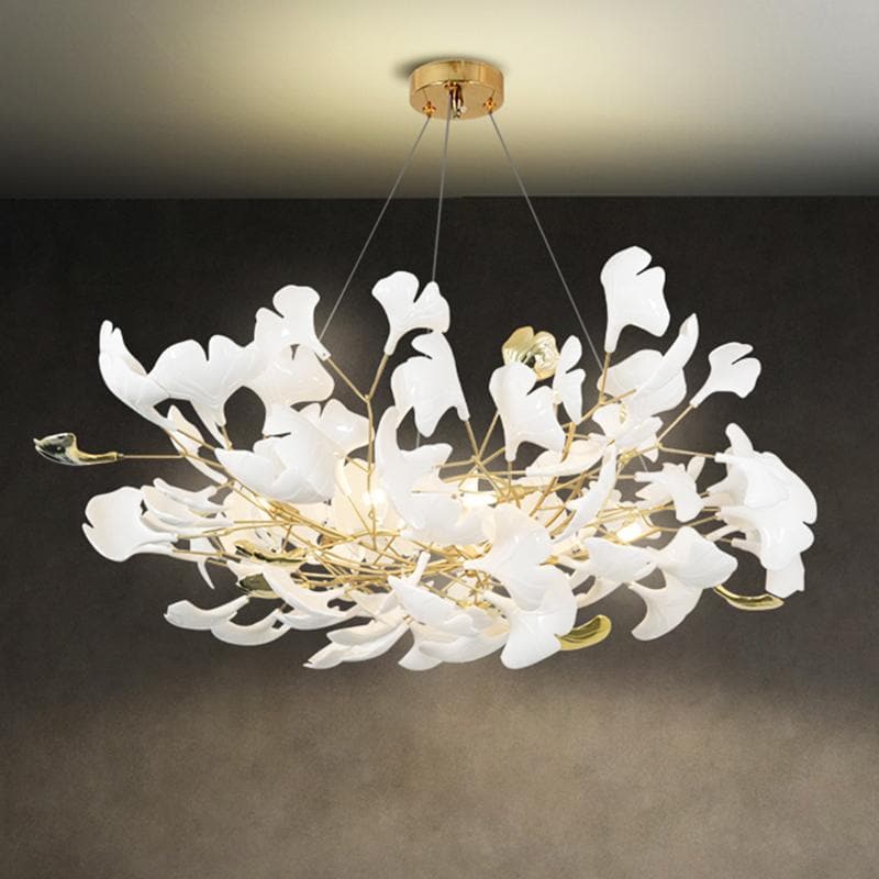 Ceramic Ginkgo Petal Chandelier chandeliers for dining room,chandeliers for stairways,chandeliers for foyer,chandeliers for bedrooms,chandeliers for kitchen,chandeliers for living room Rbrights   