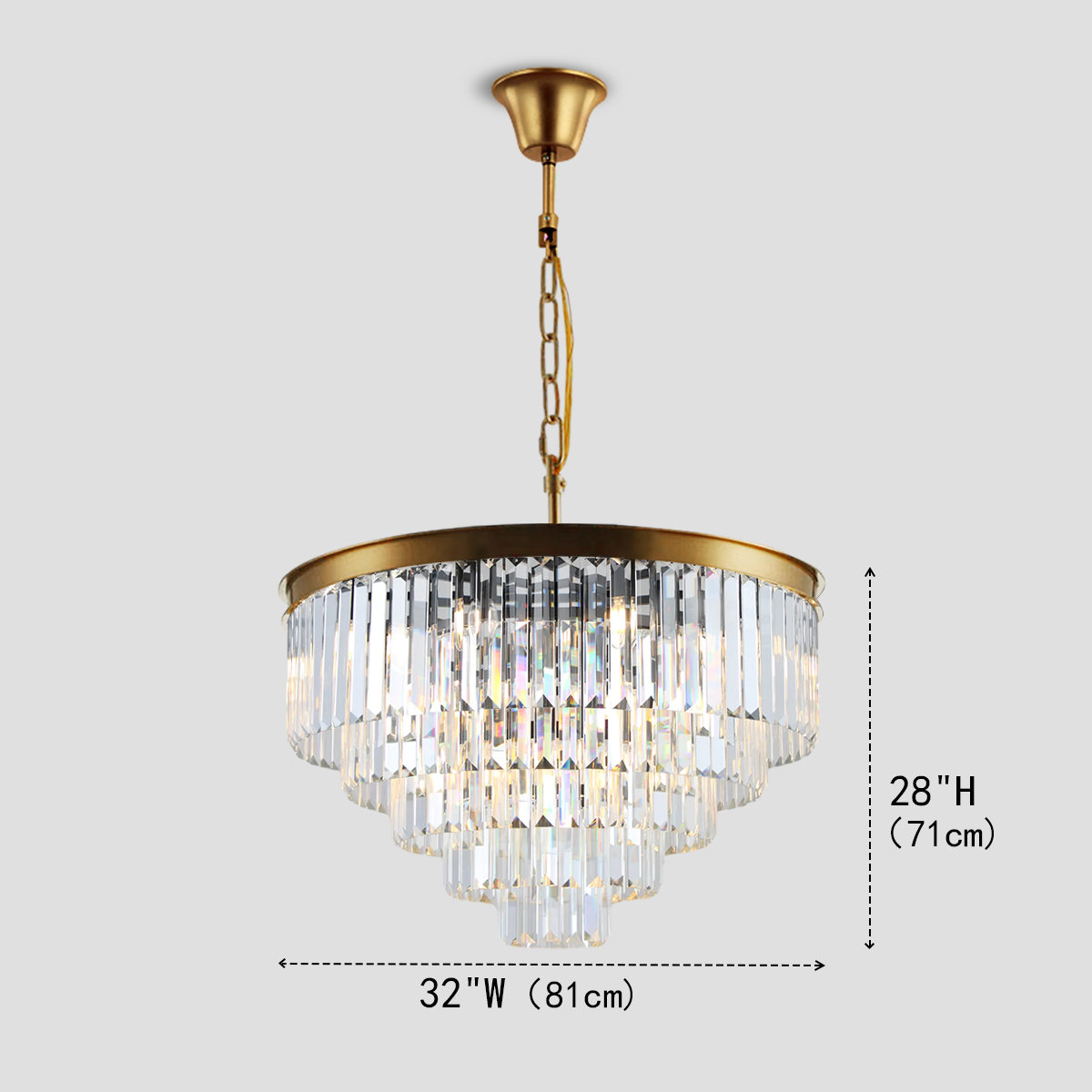 Darren Multi-Tier Clear/Smoke Crystal Round Chandelier