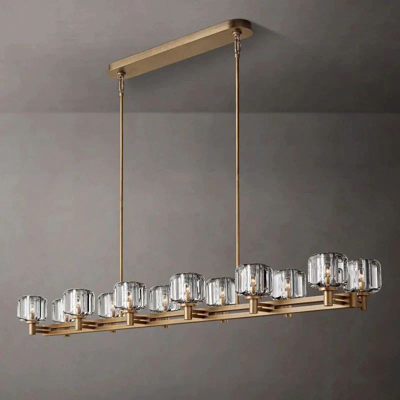 Eudora Double Linear Chandelier 72'' 壁灯灯具 rbrights Natural Brass  
