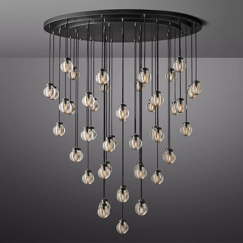 Fantasy Pearl Ball Round Chandelier 60" chandeliers for dining room,chandeliers for stairways,chandeliers for foyer,chandeliers for bedrooms,chandeliers for kitchen,chandeliers for living room RBRIGHTS Matte Black  