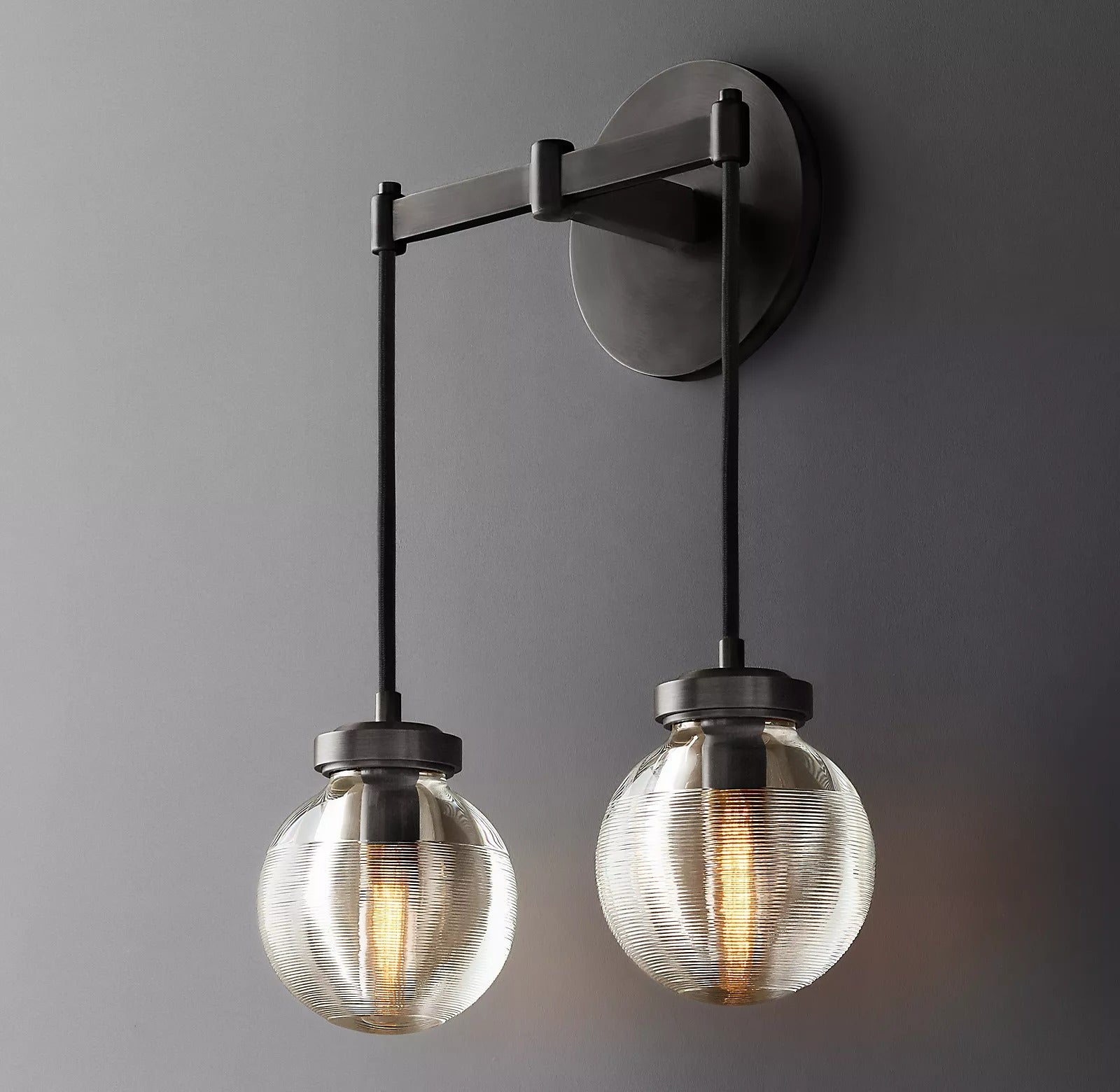 Fantasy Pearl Glass Ball Double-Head Wall Sconce wall sconce for bedroom,wall sconce for dining room,wall sconce for stairways,wall sconce for foyer,wall sconce for bathrooms,wall sconce for kitchen,wall sconce for living room RBRIGHTS Matte Black  