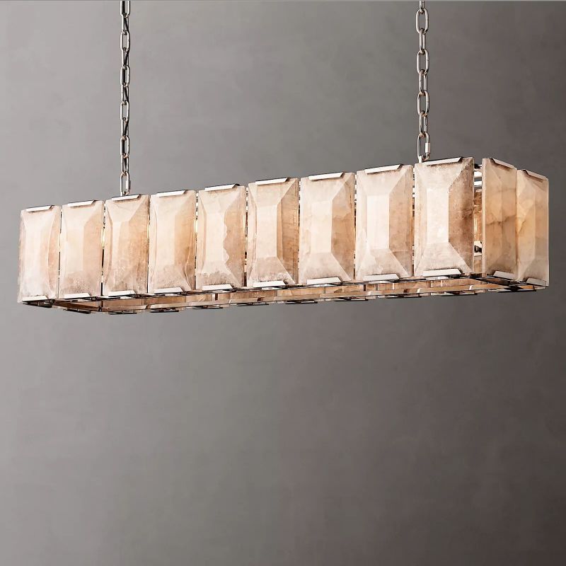 Harson Calcite Rectangular Chandelier 62" chandeliers for dining room,chandeliers for stairways,chandeliers for foyer,chandeliers for bedrooms,chandeliers for kitchen,chandeliers for living room Rbrights   