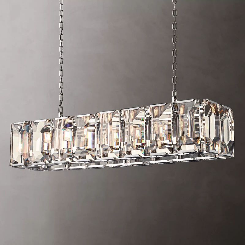 Harson Crystal Rectangular Chandelier 54" chandeliers for dining room,chandeliers for stairways,chandeliers for foyer,chandeliers for bedrooms,chandeliers for kitchen,chandeliers for living room Rbrights   