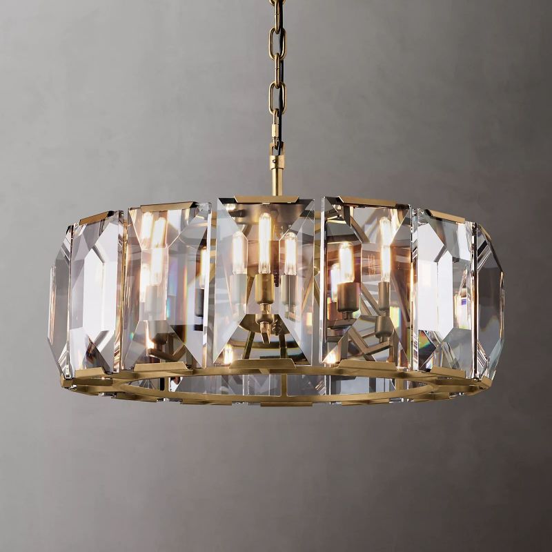 Harson Crystal Round Chandelier 31" chandeliers for dining room,chandeliers for stairways,chandeliers for foyer,chandeliers for bedrooms,chandeliers for kitchen,chandeliers for living room Rbrights Lacquered Burnished Brass  